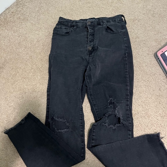 Black Washed Ripped High Rise Jeggings. Women’s 10R - Picture 4 of 4